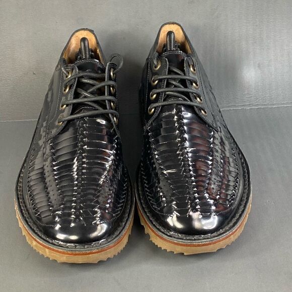 Marc Jacobs Woven Leather Shoe Men’s Black Lace Up Tractor Soul Size 10/44 main image 4
